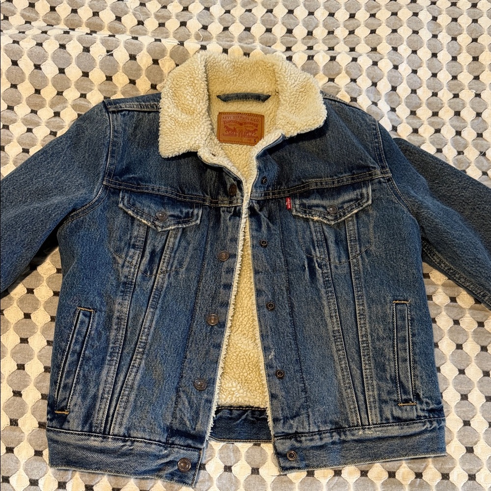 Levi's Blue Denim Jacket with Cream Sherpa Lining